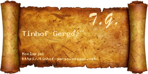 Tinhof Gergő névjegykártya